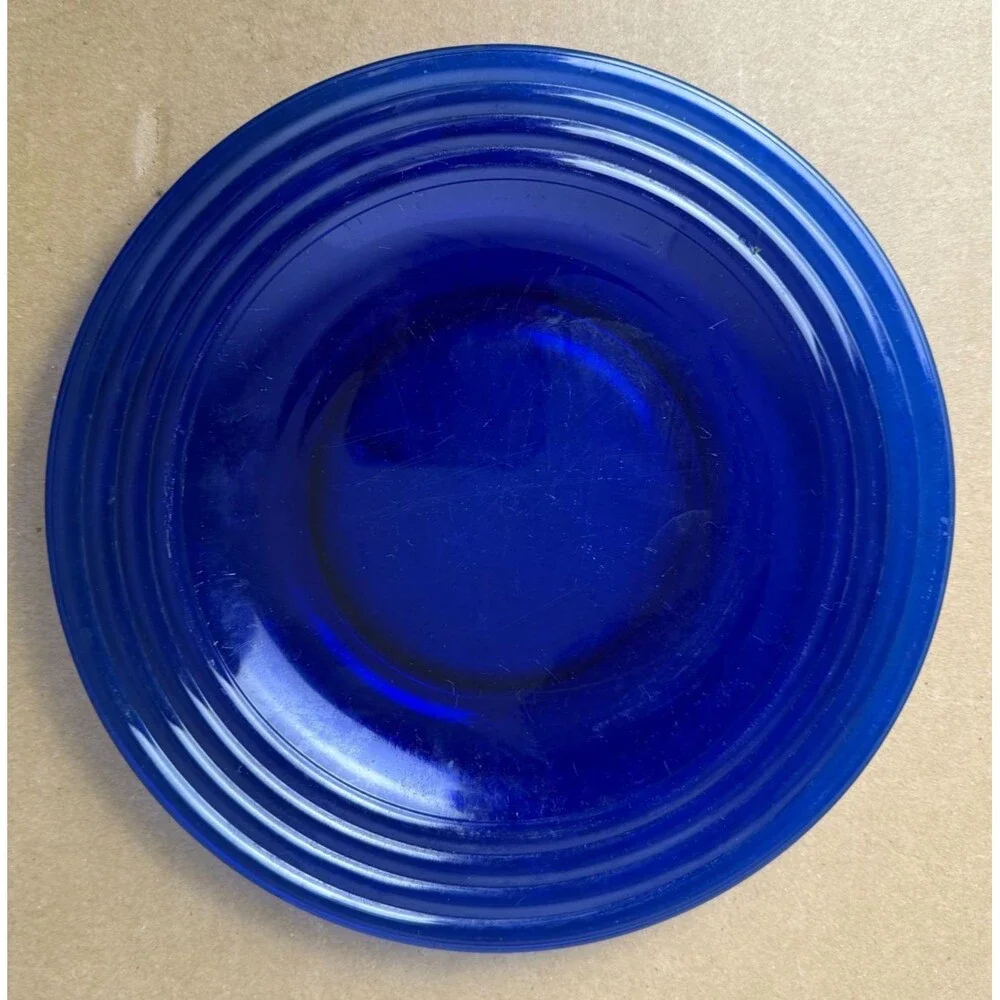 Bormioli Rocco Forum Saphir Vintage Cobalt Blue Glass Salad Plate‎ Dessert Italy